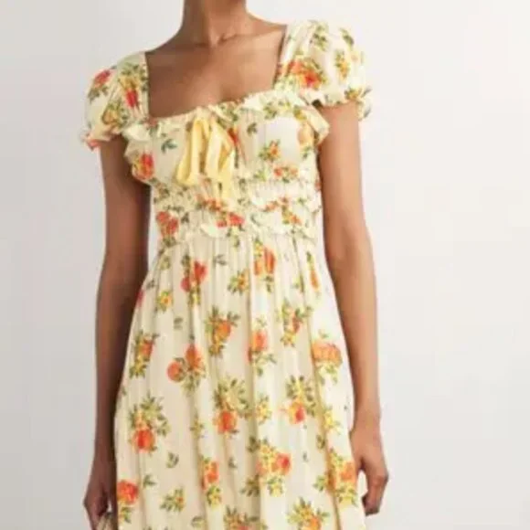 Doen orangerie floral print clarinet midi dress - Picture 2 of 6